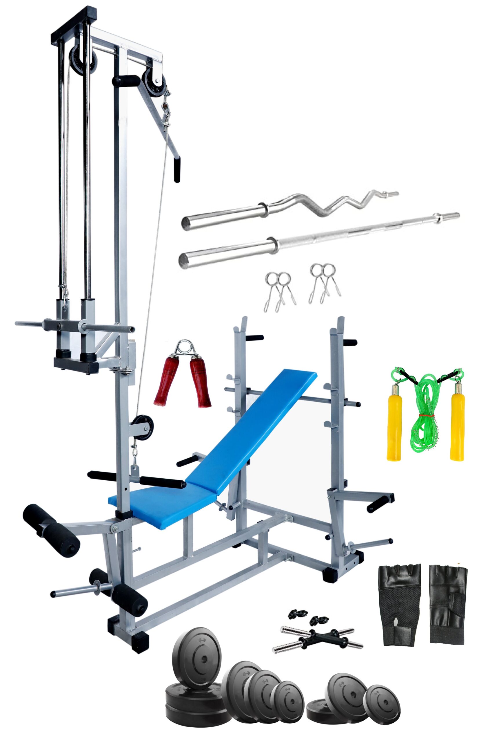 20 in 1 Home Gym Bench with 100kg Rubber Weight Exercise Equipments for  home with Preacher Bench